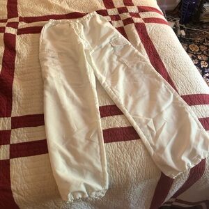 White cargo pants. Soft fabric.